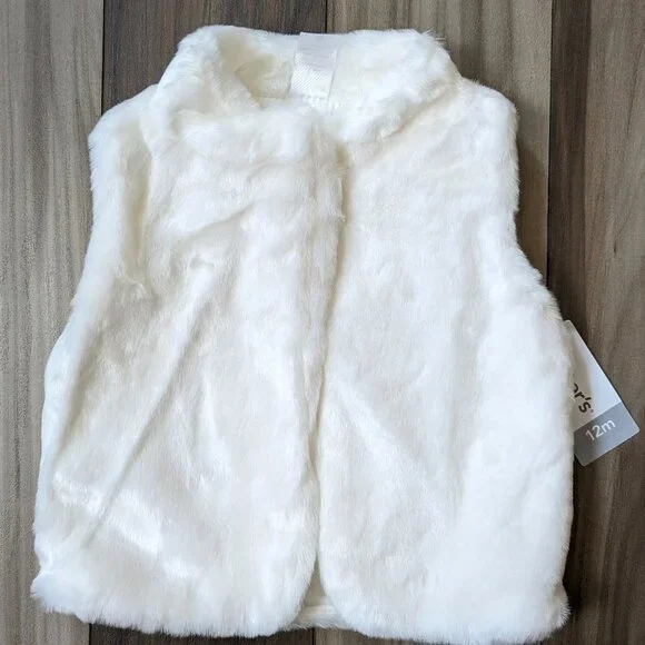 NWT Carter's Baby Toddler Girl's Faux Fur Vest High Neck White 12M, 24M - Picture 2 of 5